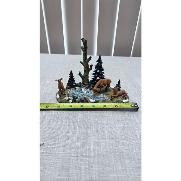 Lemax 2000 Village Landscape Poly-Resin Deer At The Pond Christmas Village - Picture 10 of 11